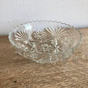 Vintage Anchor Hocking Cut Glass Serving Bowl, Candy Dish